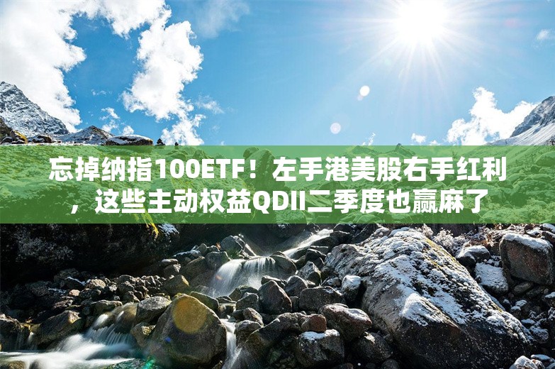 忘掉纳指100ETF！左手港美股右手红利，这些主动权益QDII二季度也赢麻了