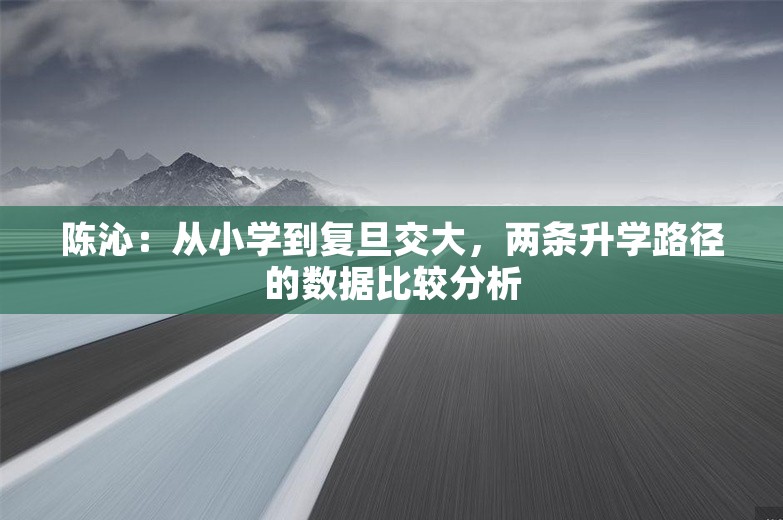 陈沁：从小学到复旦交大，两条升学路径的数据比较分析