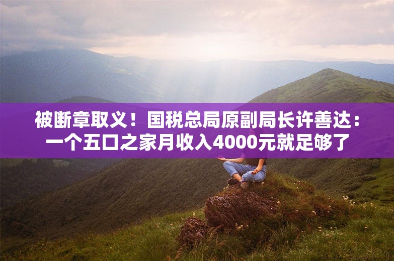 被断章取义！国税总局原副局长许善达：一个五口之家月收入4000元就足够了