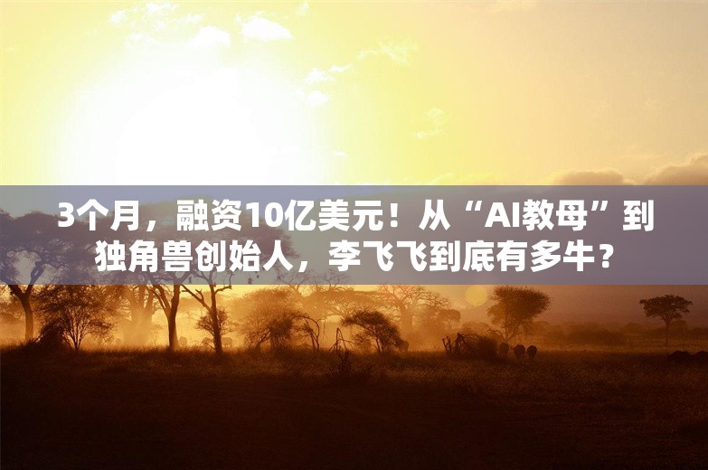 3个月，融资10亿美元！从“AI教母”到独角兽创始人，李飞飞到底有多牛？