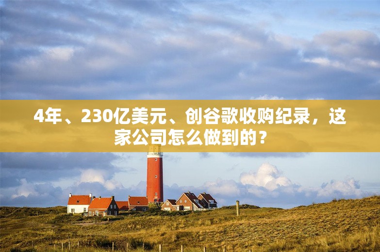 4年、230亿美元、创谷歌收购纪录，这家公司怎么做到的？