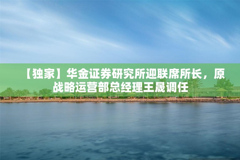 【独家】华金证券研究所迎联席所长，原战略运营部总经理王晟调任